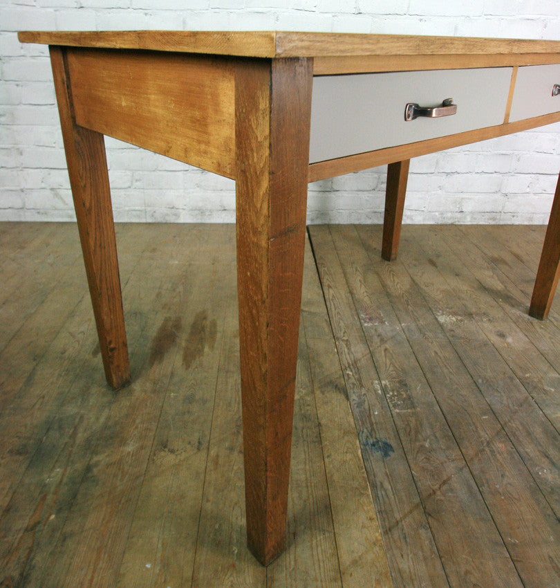 Vintage industrial oak rough luxe school desk