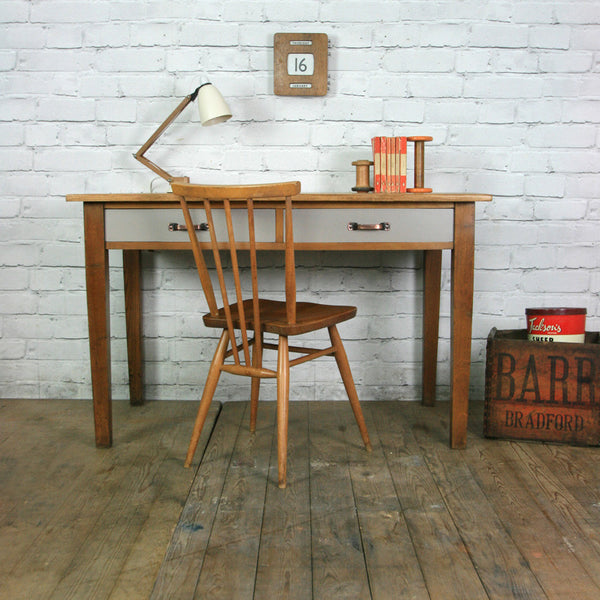 Vintage industrial oak rough luxe school desk