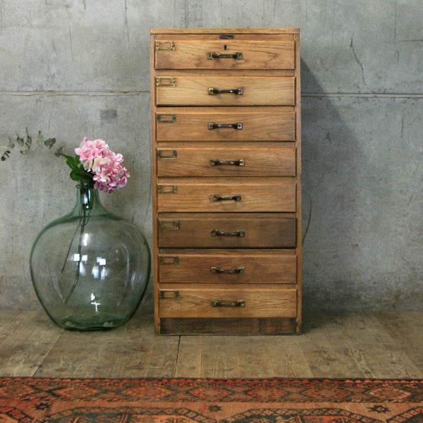 Vintage Rustic Oak Chest of Drawers