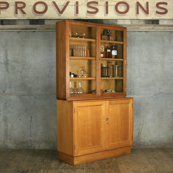 Vintage Oak School Laboratory Cabinet