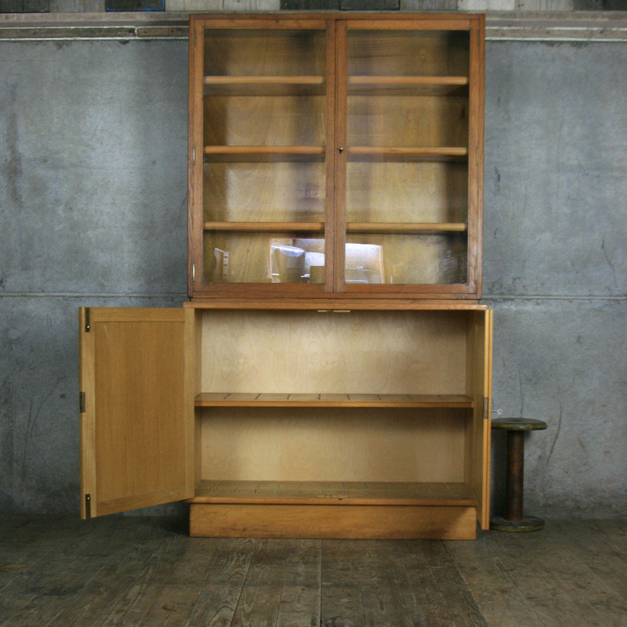 Mid Century Oak School Laboratory Cabinet