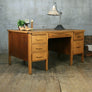 Large Vintage Oak School Teachers Desk