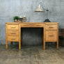 Large Vintage Oak School Teachers Desk