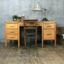 Large Vintage Oak School Teachers Desk