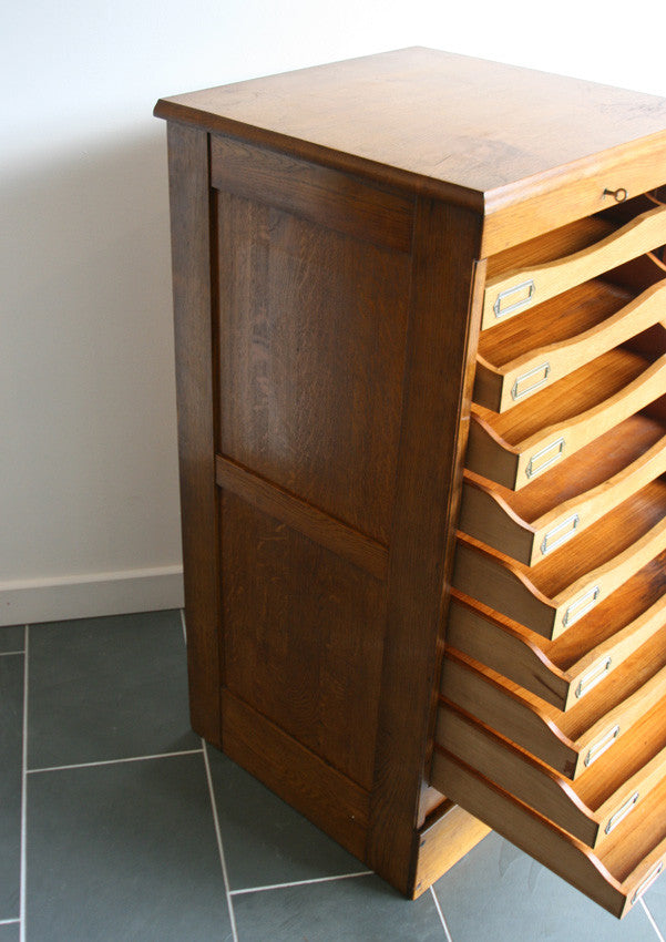 Vintage Oak Tambour Filing Cabinet