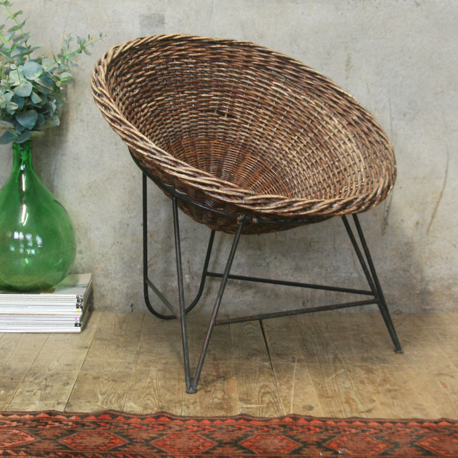 Mid Century Wicker Basket Chair (Pair available) - 0402d