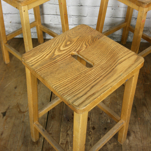Vintage Elm & Beech School Laboratory Stools