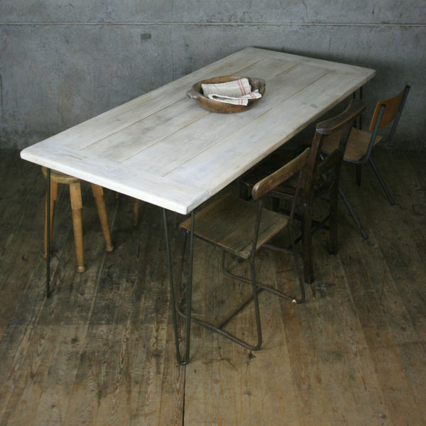 Rustic Hairpin Dining Table (Limed Finish)