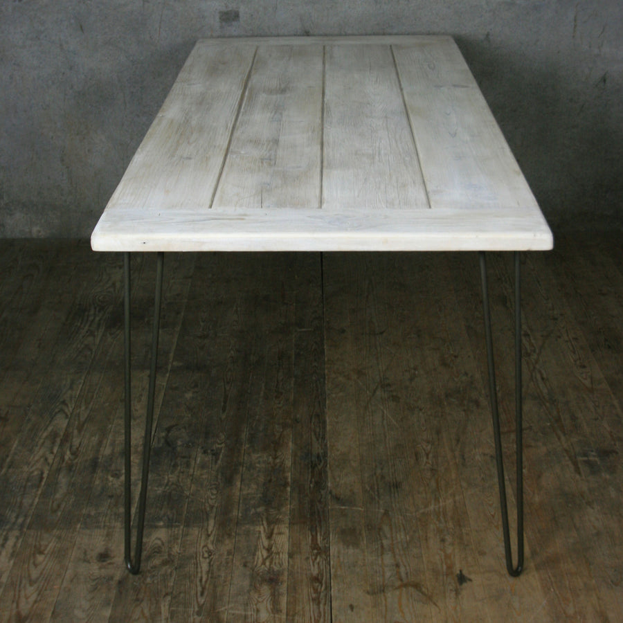 Rustic Hairpin Dining Table (Limed Finish)
