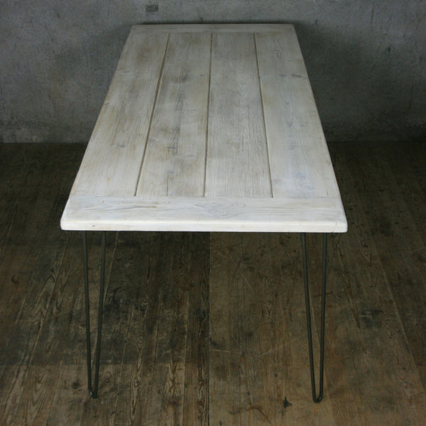 Rustic Hairpin Dining Table (Limed Finish)