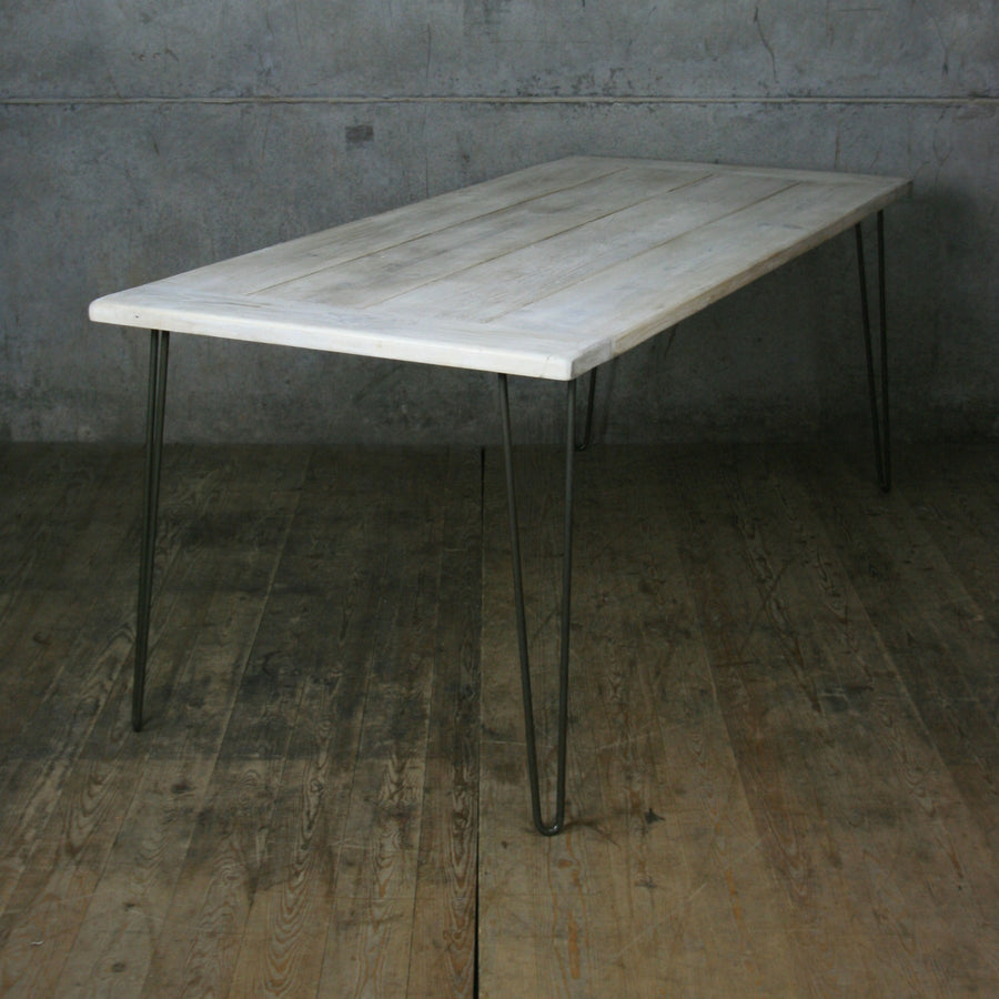 Rustic Hairpin Dining Table (Limed Finish)