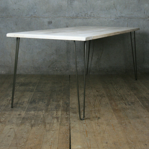 Rustic Hairpin Dining Table (Limed Finish)