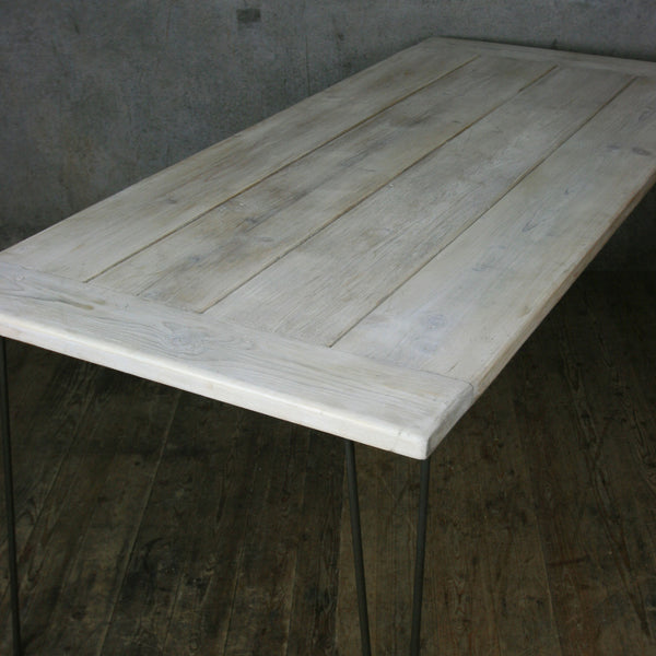 Rustic Hairpin Dining Table (Limed Finish)