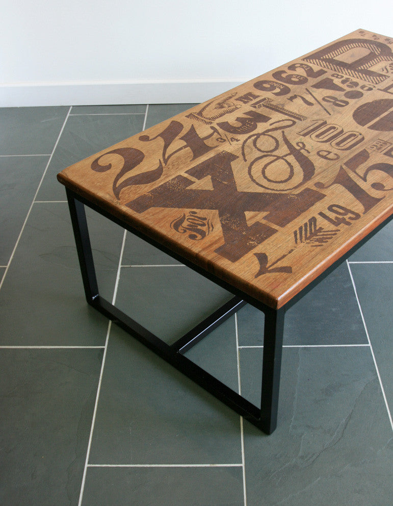 *LIMITED EDITION* 'The Harnall – Grafika' Typography Inspired Iroko Coffee Table