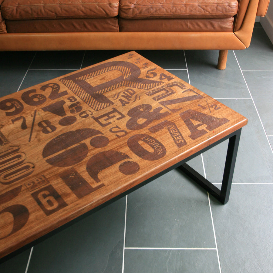 *LIMITED EDITION* 'The Harnall – Grafika' Typography Inspired Iroko Coffee Table