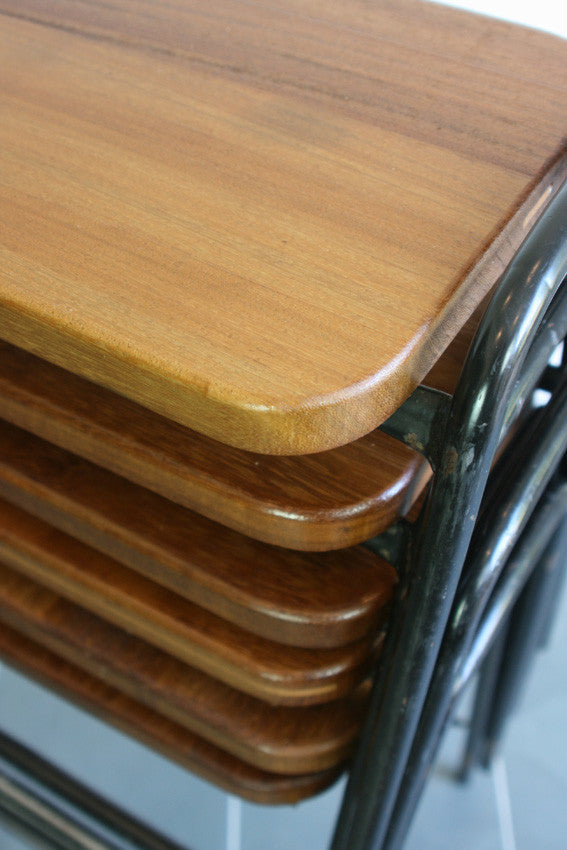 Vintage Reclaimed Iroko School Laboratory Stacking Stools x 1