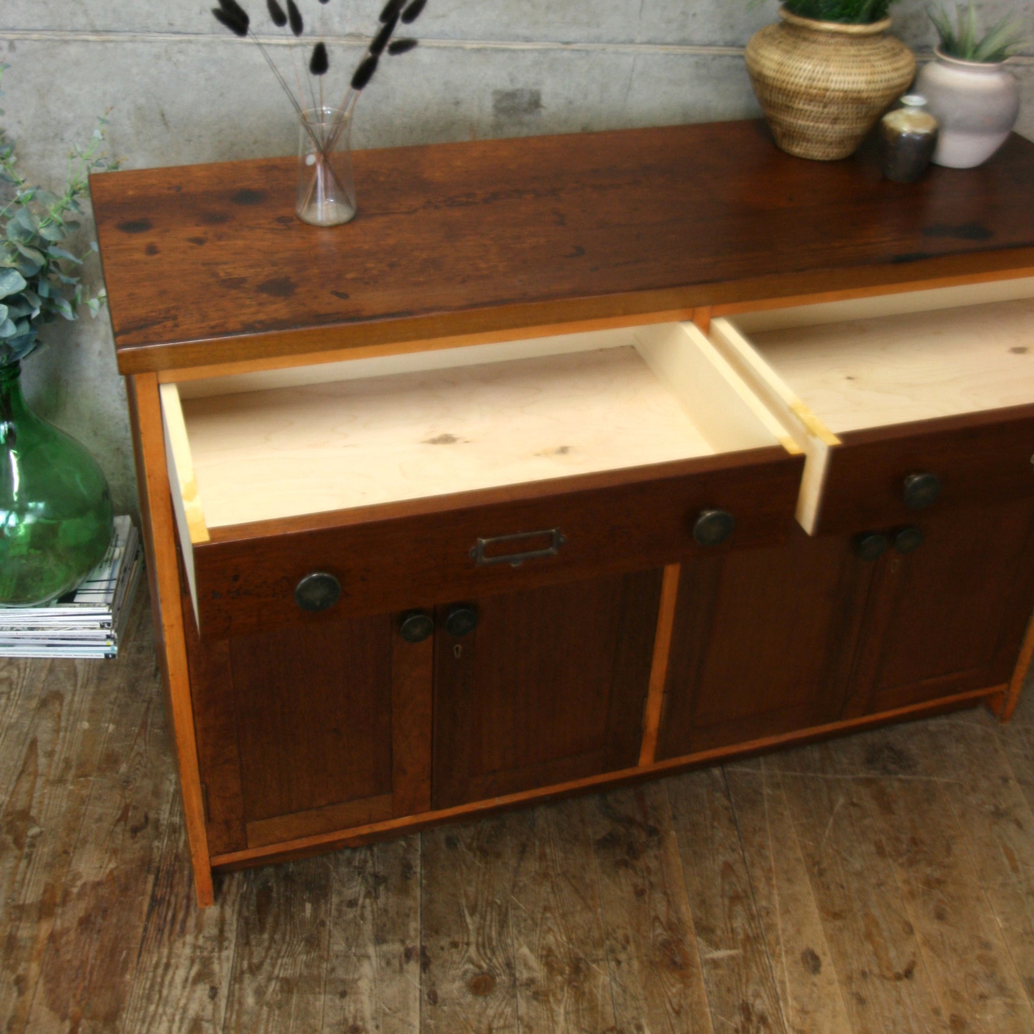Vintage School Double Laboratory Cabinet / Sideboard - 1709h – Mustard ...