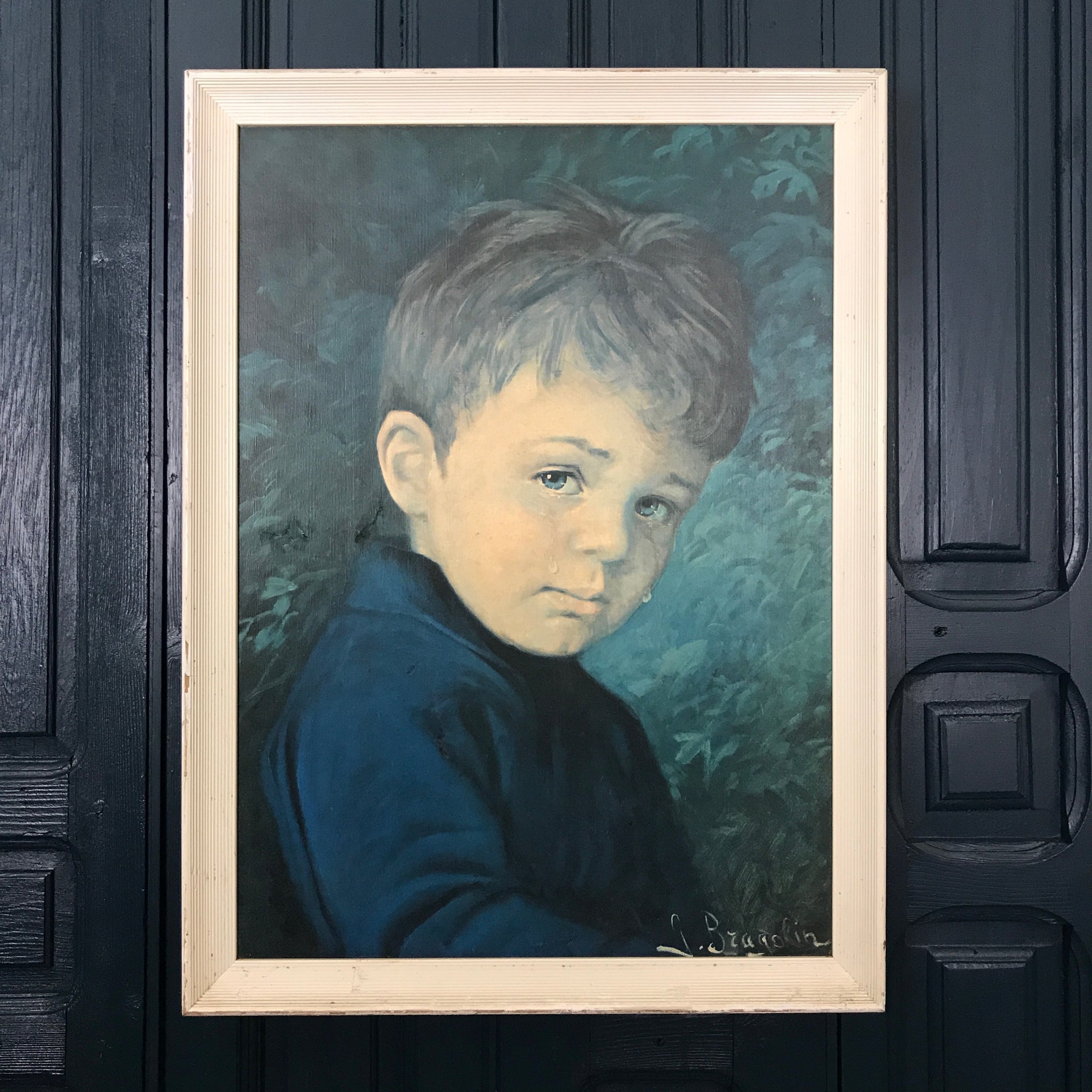 Mid Century 'Crying Boy' Framed Print – Mustard Vintage