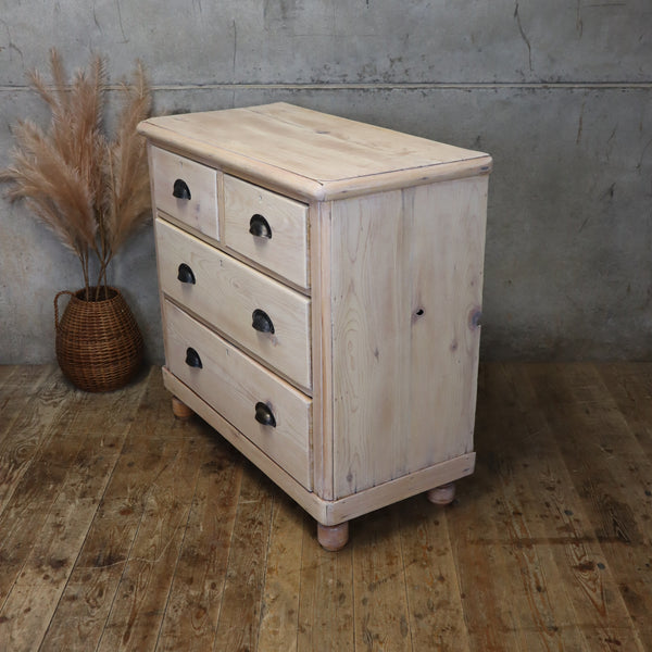 Victorian Rustic Bleached Pine Chest of Drawers - 0912d