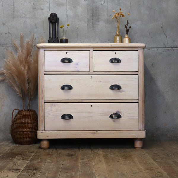 vintage_rustic_bleached_pine_chest_of_drawers