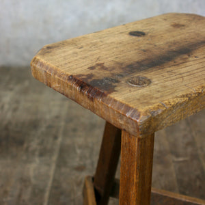 Rare Vintage Rustic Elm Industrial Silversmith / Engineers / Machinist / Draftsman Stool or Chair