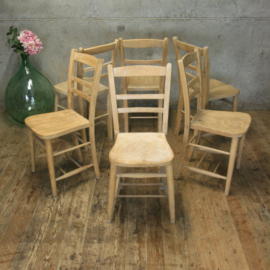 Set of Six Vintage Rustic Chairs #1502m