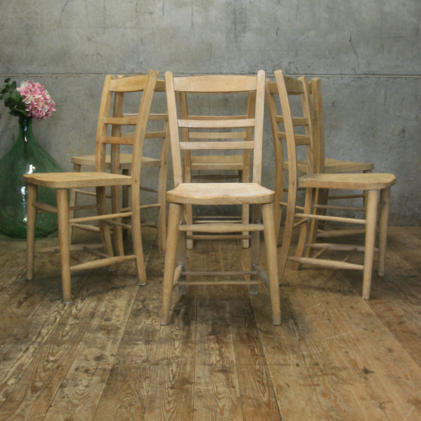 Set of Six Vintage Rustic Chairs #1502m