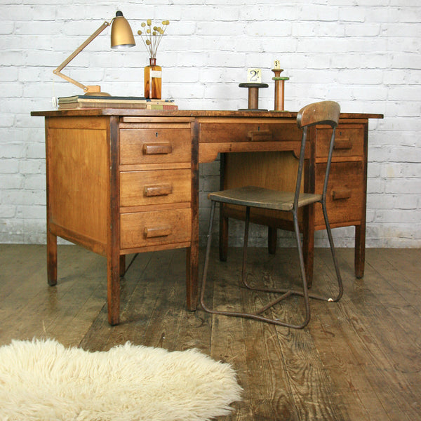 Vintage Oak School Teachers Desk