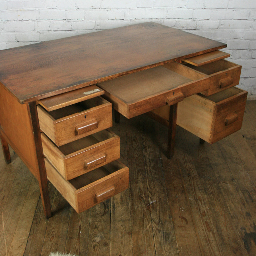 Vintage Oak School Teachers Desk