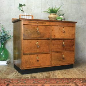 vintage_rustic_oak_antique_school_lab_chest_drawers