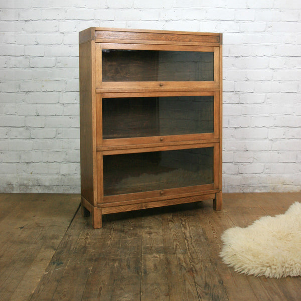 Vintage Oak Barristers Bookcase Display Cabinet
