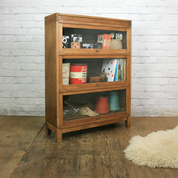 Vintage Oak Barristers Bookcase Display Cabinet