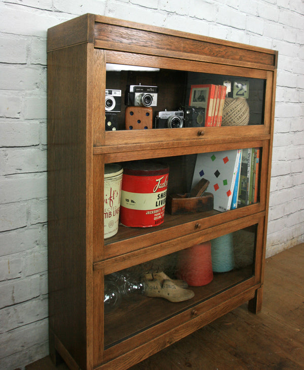 Vintage Oak Barristers Bookcase Display Cabinet