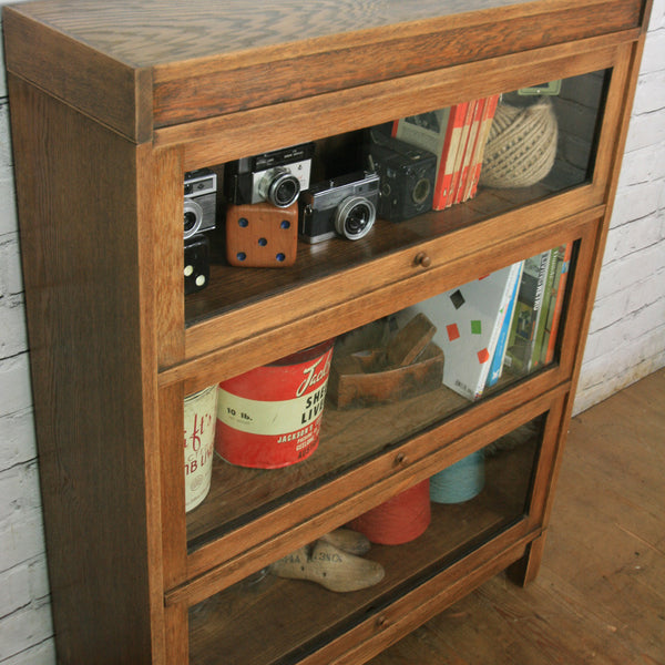 Vintage Oak Barristers Bookcase Display Cabinet