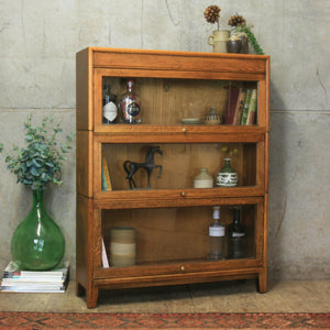 vintage_rustic_oak_barristers_solicitors_bookcase_display_cabinet