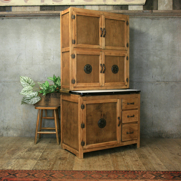 vintage_rustic_oak_hygena_kitchen_larder_pantry_hoosier_cabinet