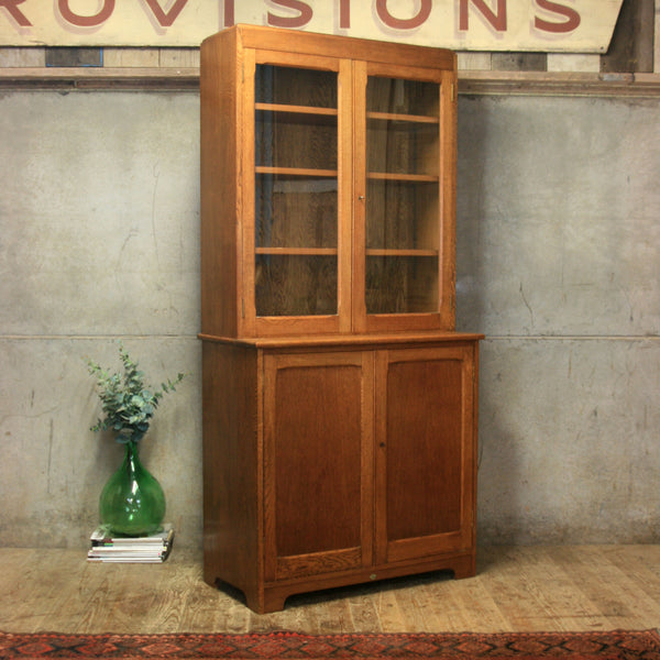vintage_rustic_oak_kitchen_cupboard_school_display_cabinet