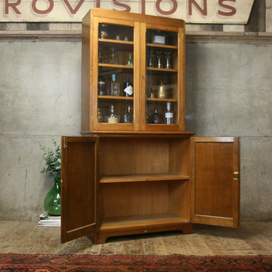 vintage_rustic_oak_kitchen_cupboard_school_display_cabinet