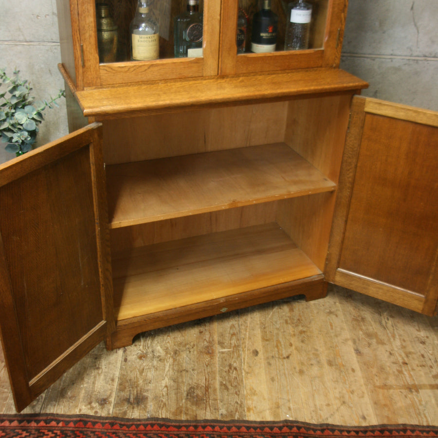vintage_rustic_oak_kitchen_cupboard_school_display_cabinet