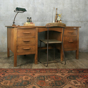 vintage_rustic_oak_pedestal_desk_school.2