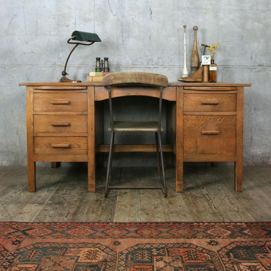 vintage_rustic_oak_pedestal_desk_school.1