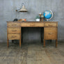 Large Vintage Oak School Teachers Desk