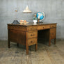 Large Vintage Oak School Teachers Desk
