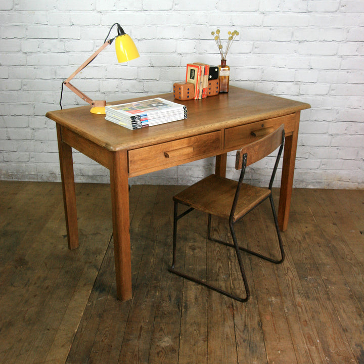 Vintage Rustic Oak School Teachers Desk