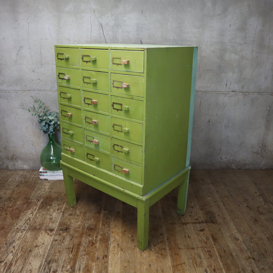 vintage_rustic_painted_green_pine_industrial_workshop_drawers