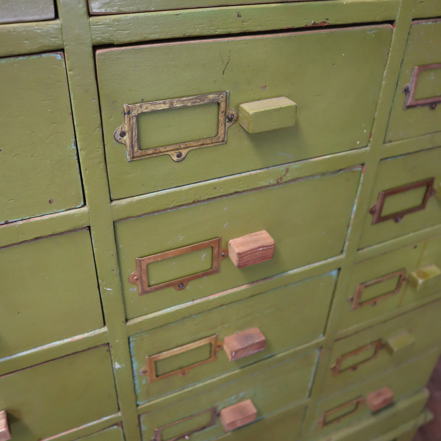 vintage_rustic_painted_green_pine_industrial_workshop_drawers