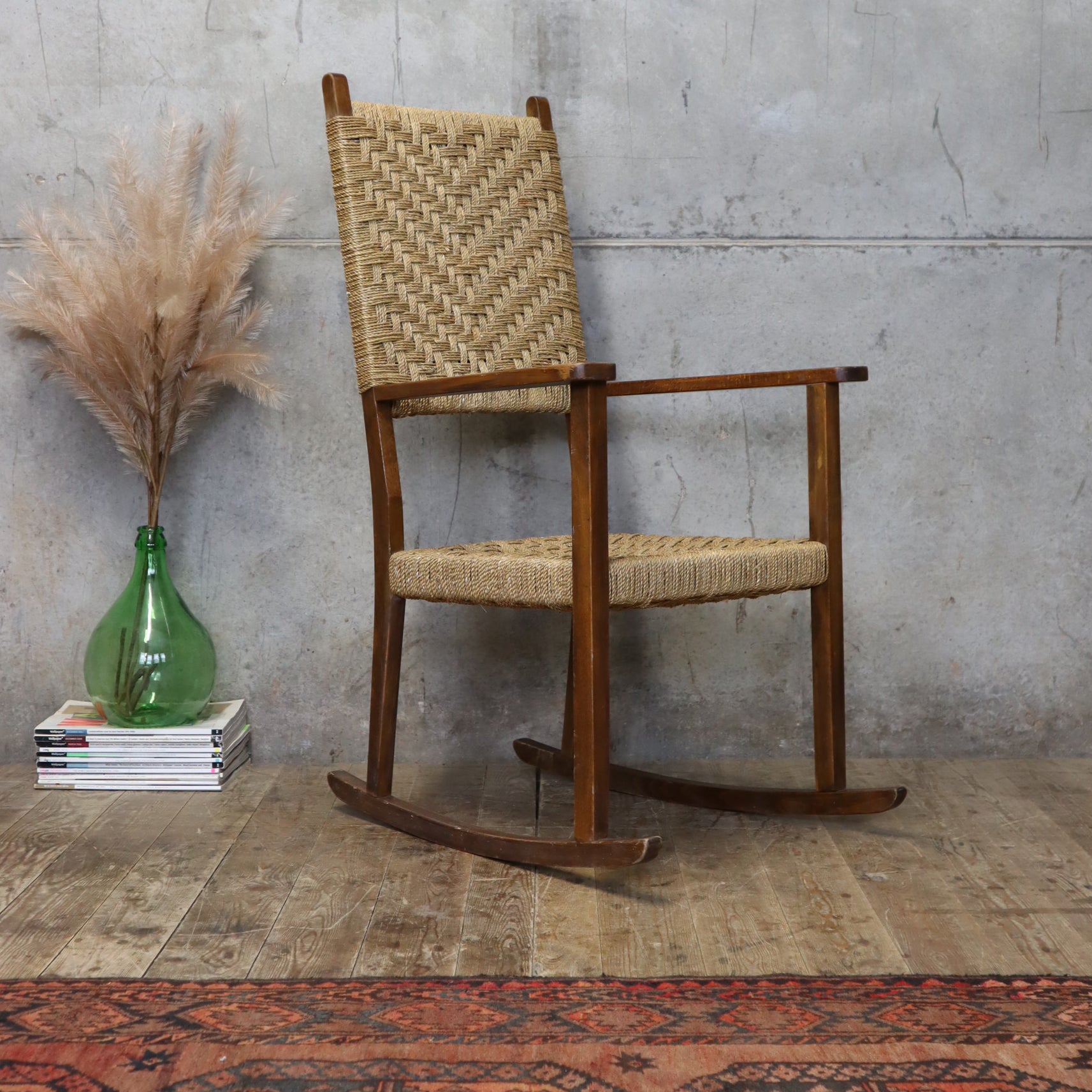 Vintage Rustic Coil Rocking Chair – 1911e – Mustard Vintage