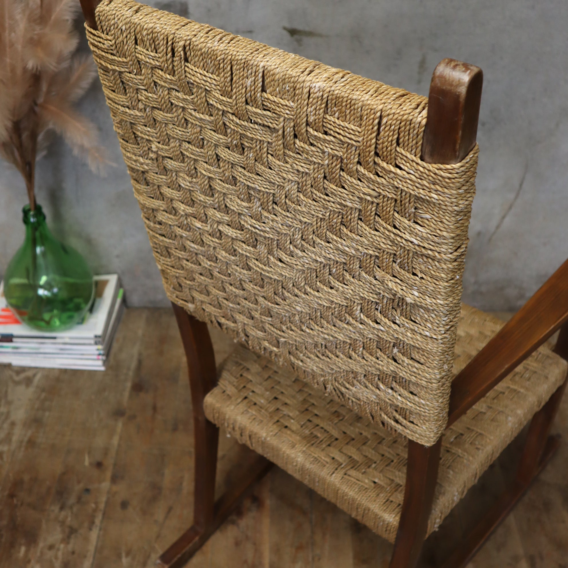 Vintage Rustic Coil Rocking Chair – 1911e – Mustard Vintage