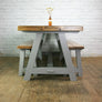 Reclaimed A-frame Rustic Trestle Table & Benches