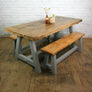 Reclaimed A-frame Rustic Trestle Table & Benches